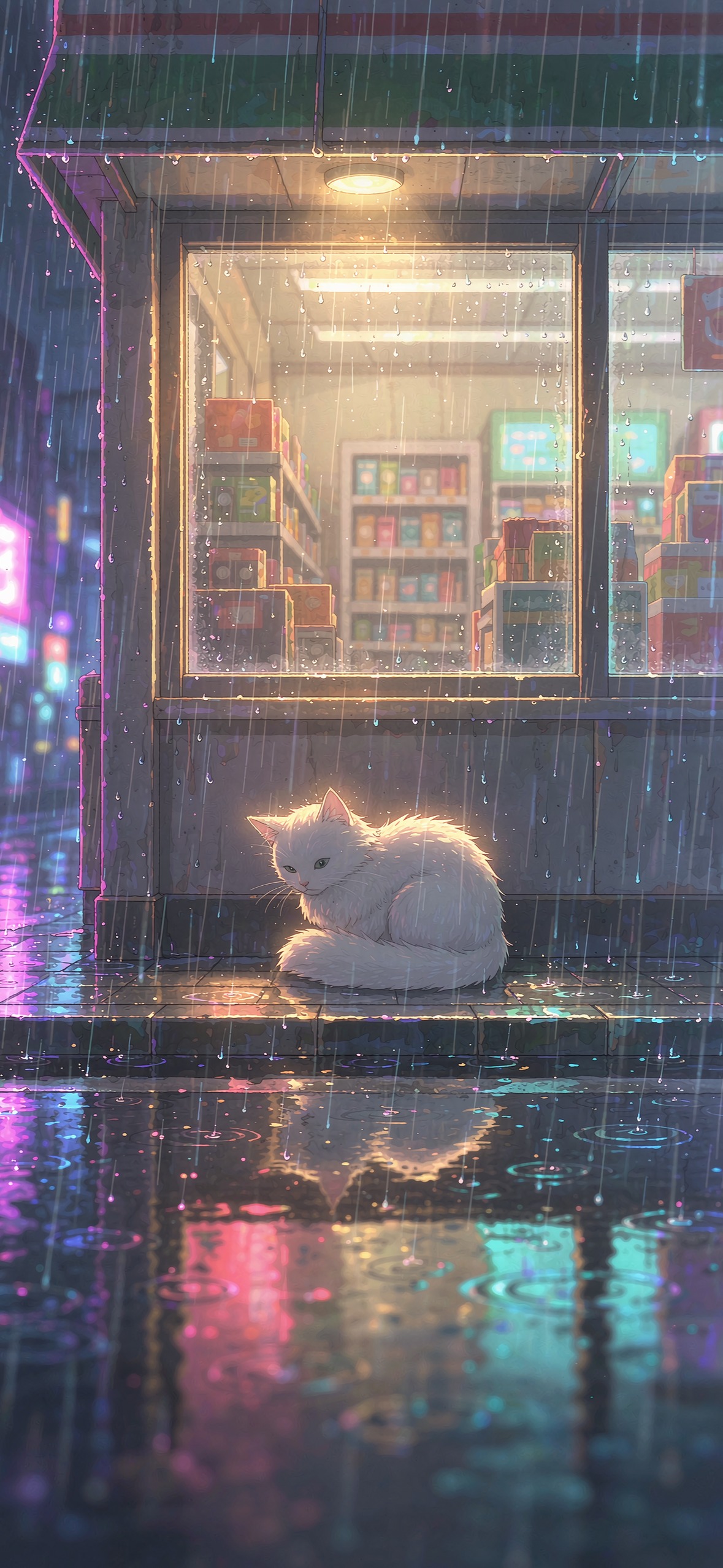 店猫听雨 · 1179×2556 动漫壁纸