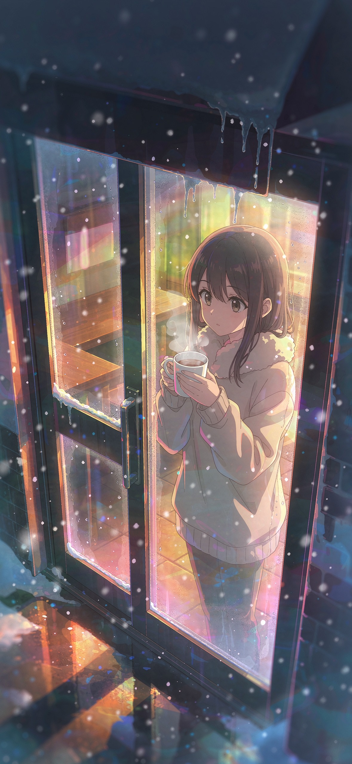 雪夜咖啡 · 1179×2556 动漫壁纸