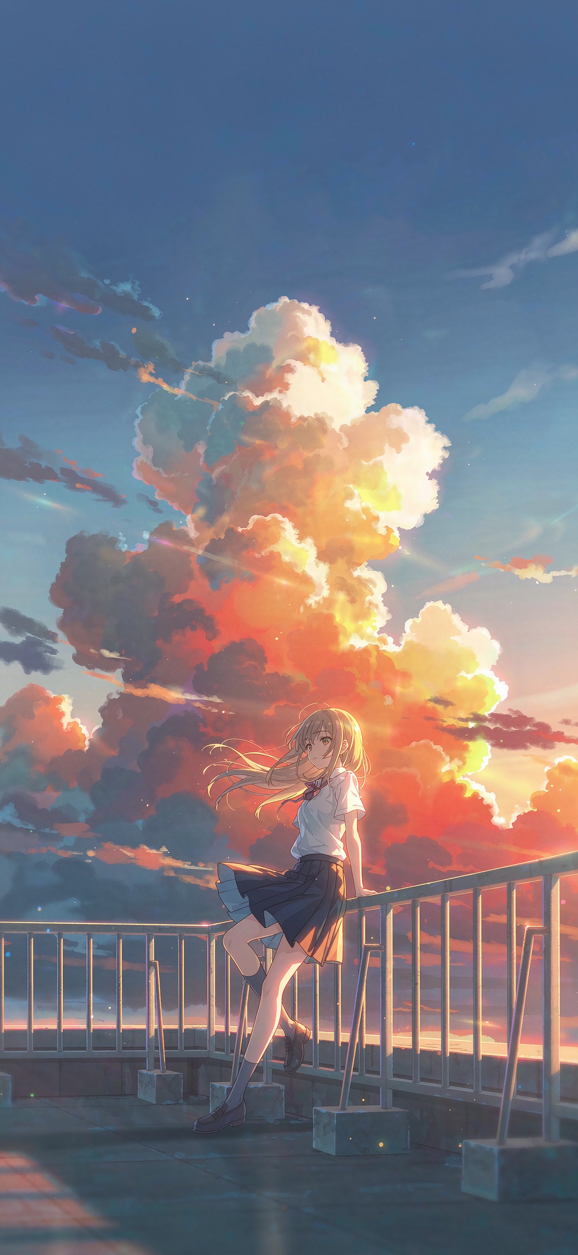 天台晚霞 · 1179×2556 动漫壁纸
