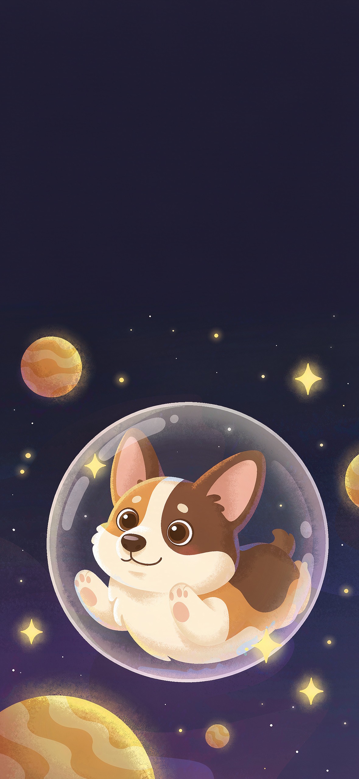 太空柯基 · 1179×2556 卡通壁纸