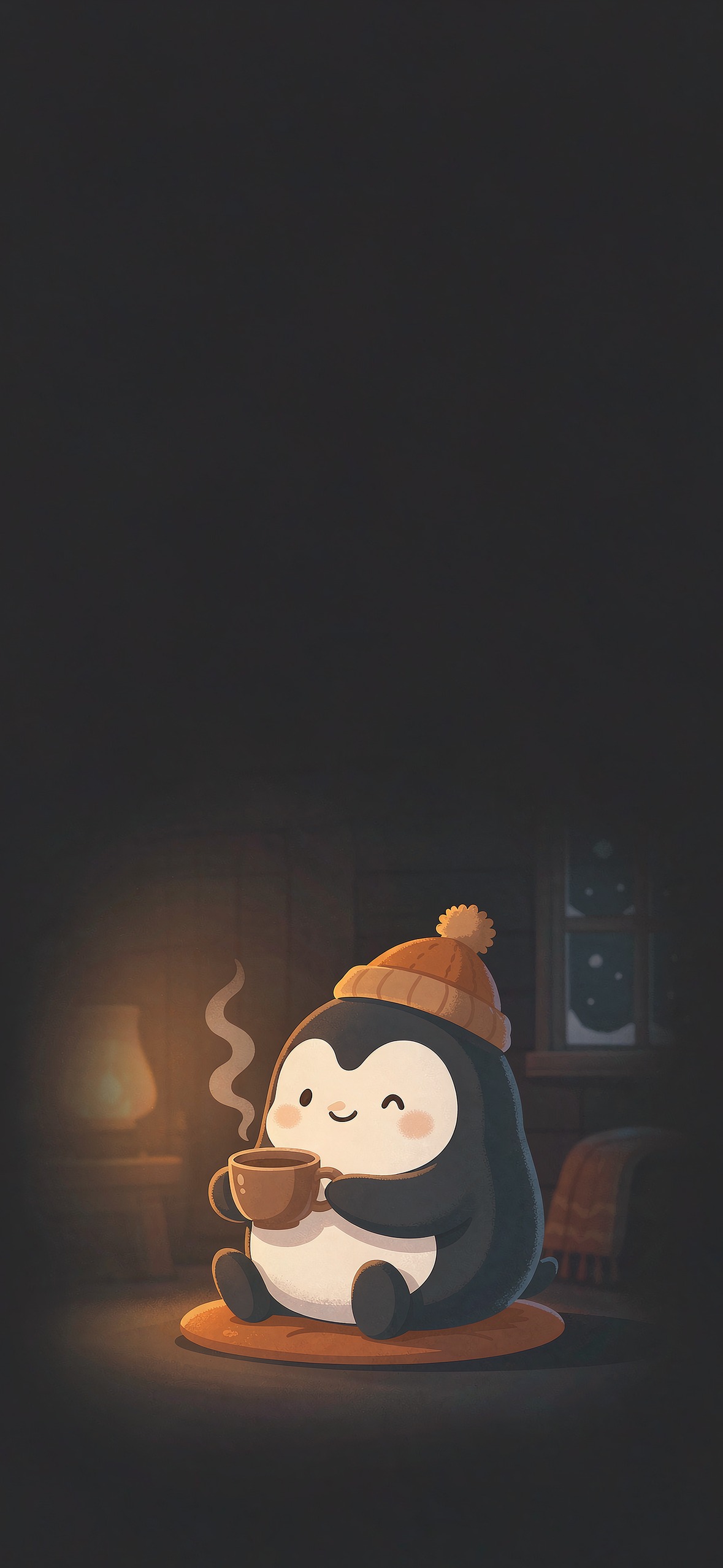 暖茶企鹅 · 1179×2556 卡通壁纸