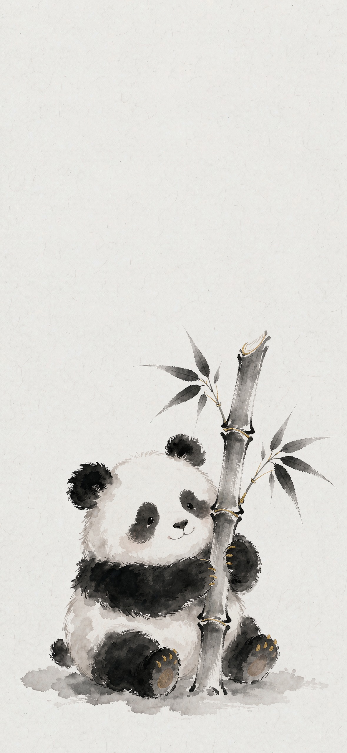 水墨熊猫 · 1179×2556 卡通壁纸