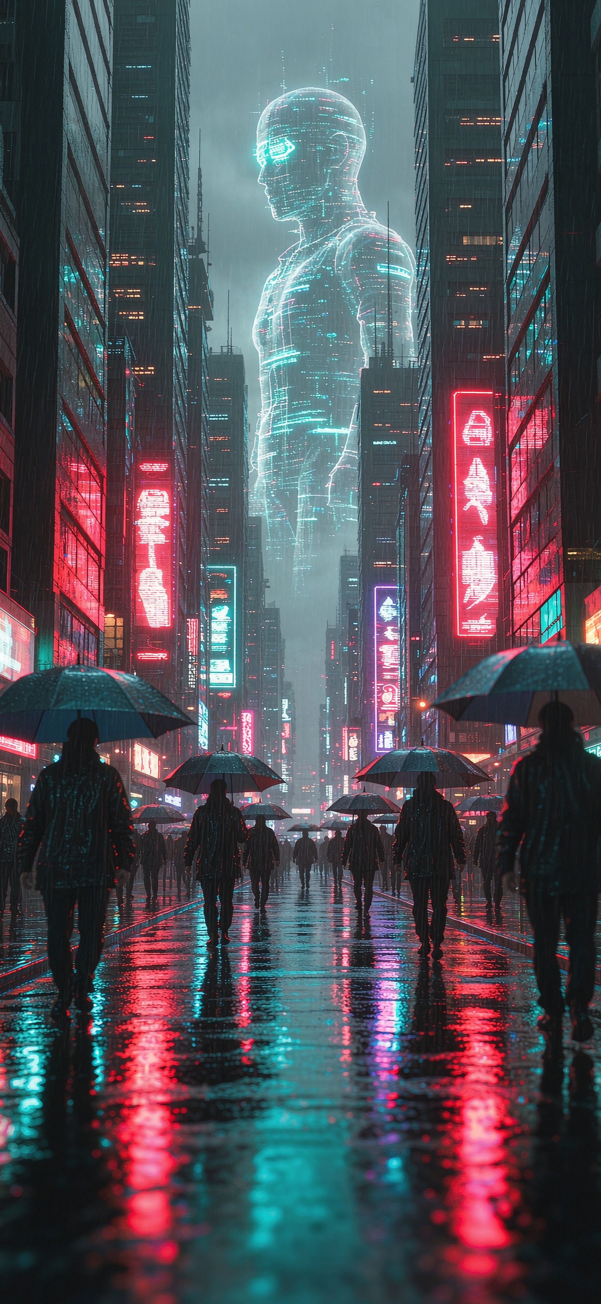 全息雨街 · 1179×2556 赛博朋克壁纸