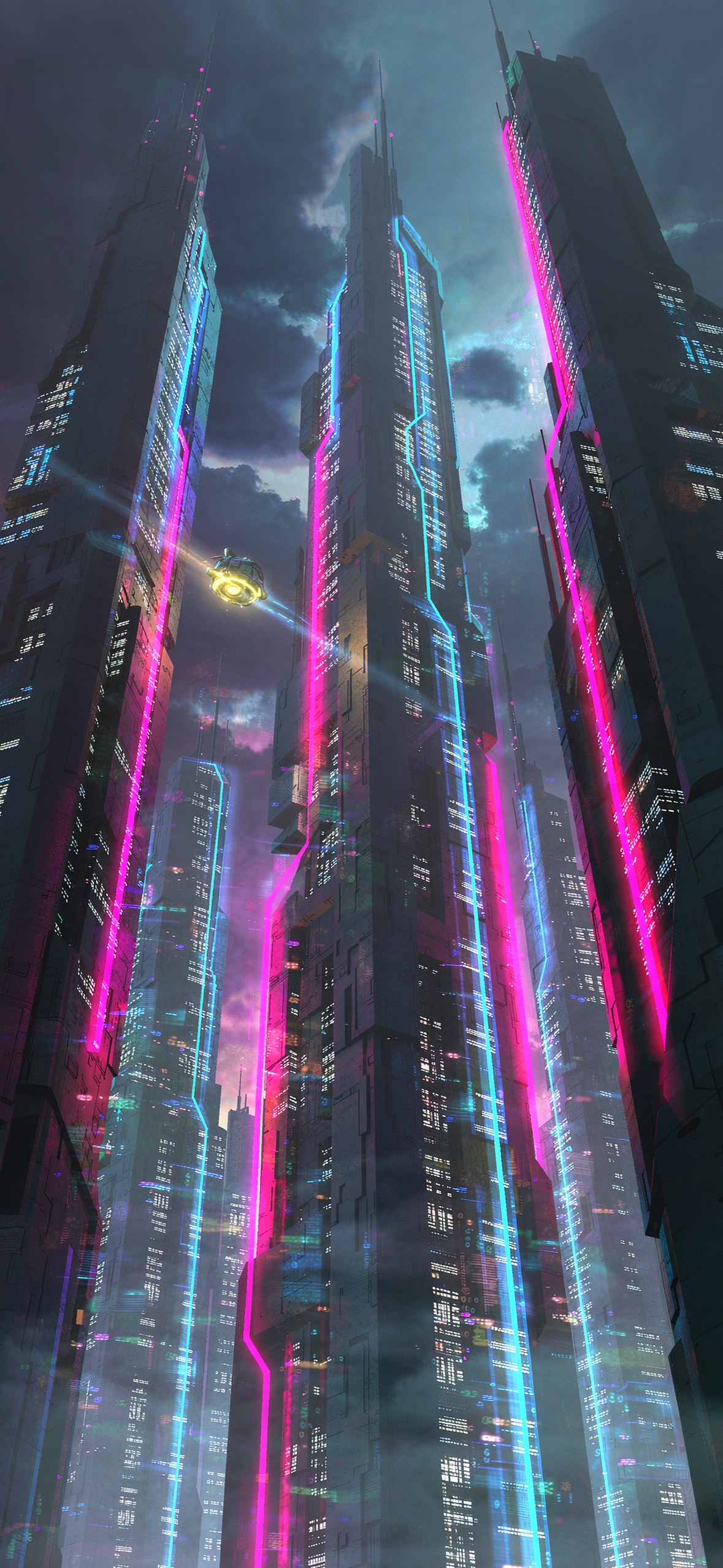 电路高楼 · 1179×2556 赛博朋克壁纸