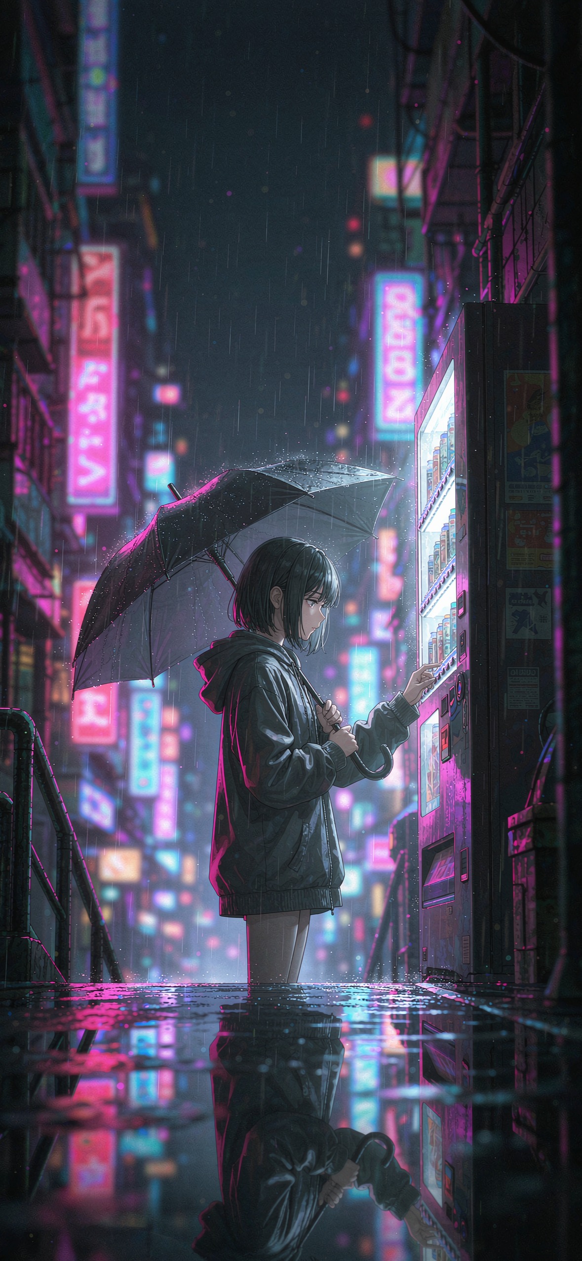 赛博朋克壁纸的五个标志性元素:霓虹、雨夜、机械与高科技低生活