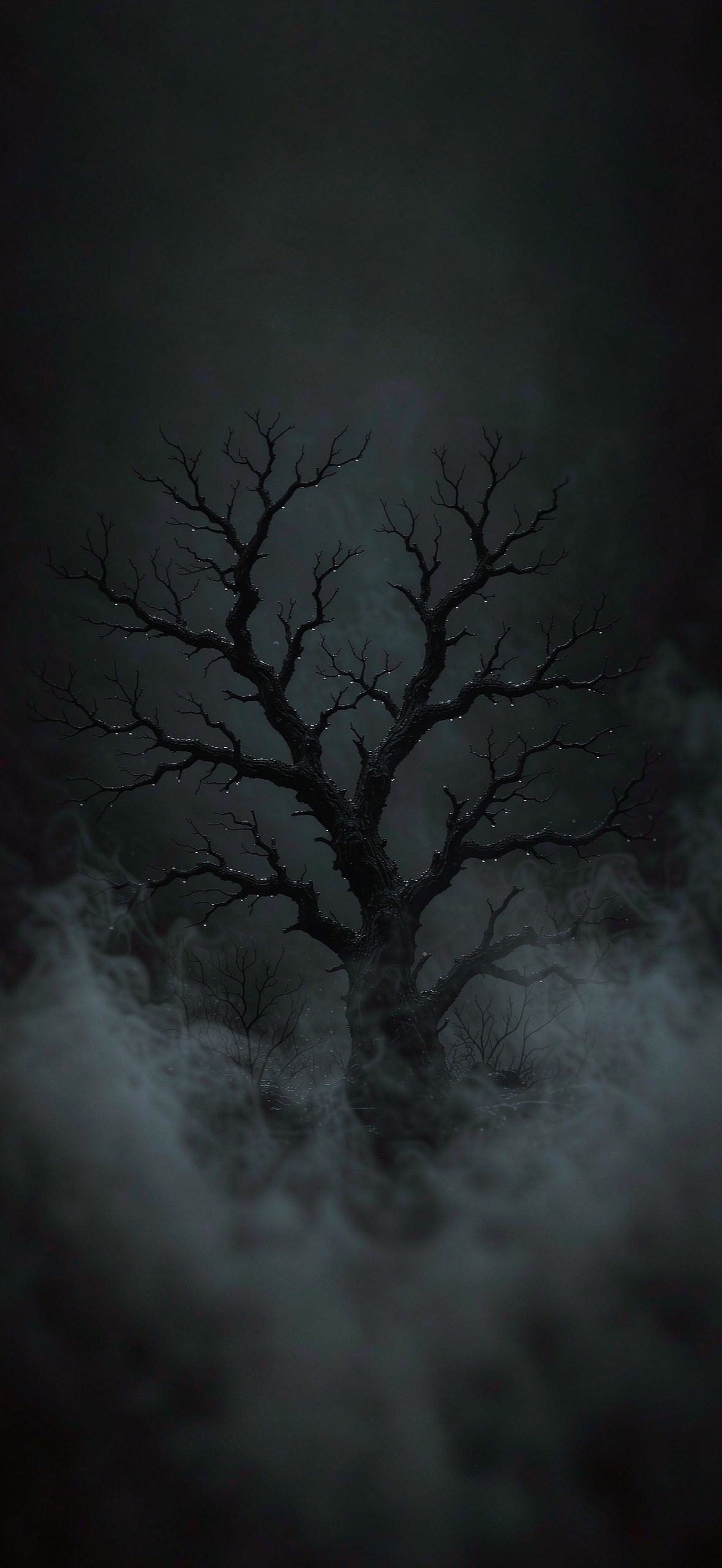 雾中枯枝 · 1179×2556 暗黑壁纸