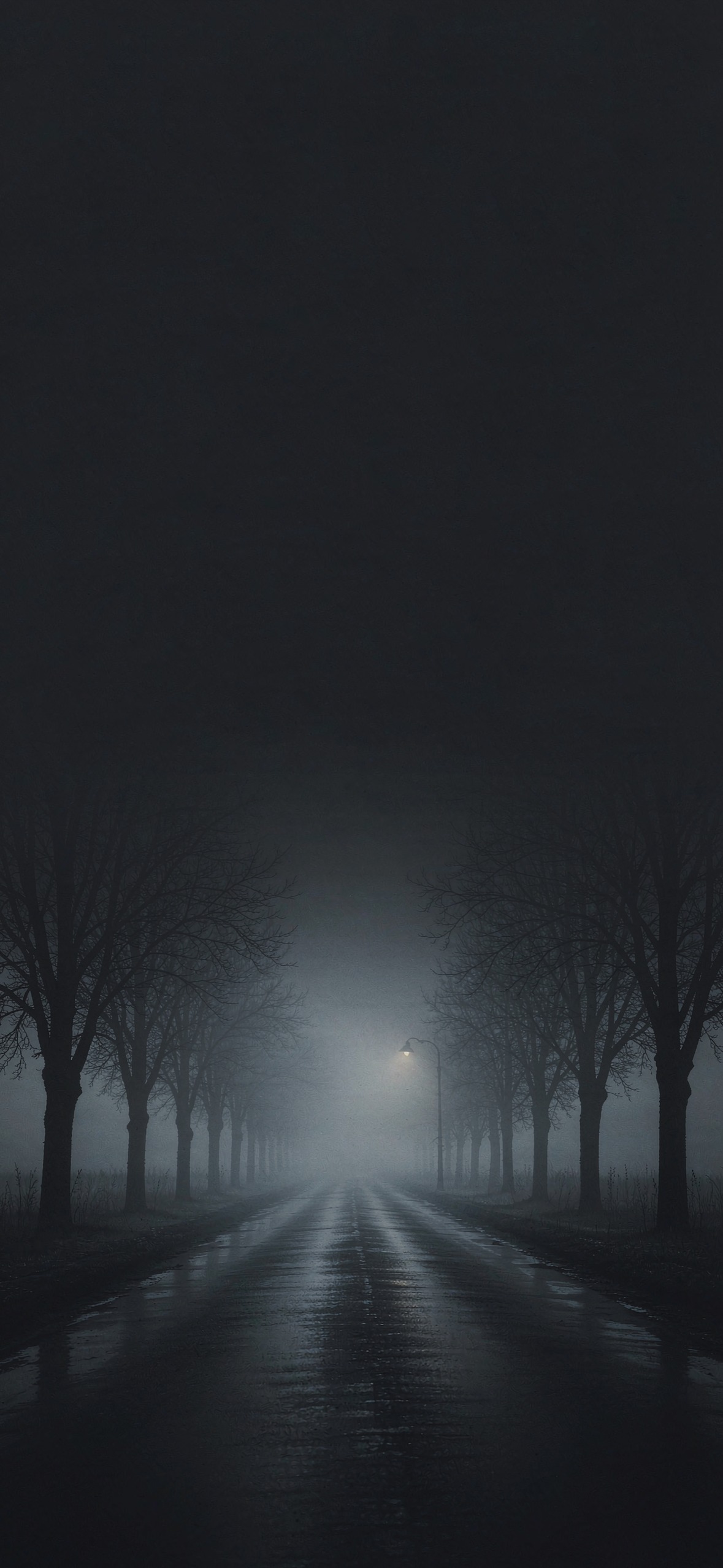 雾路孤灯 · 1179×2556 暗黑壁纸