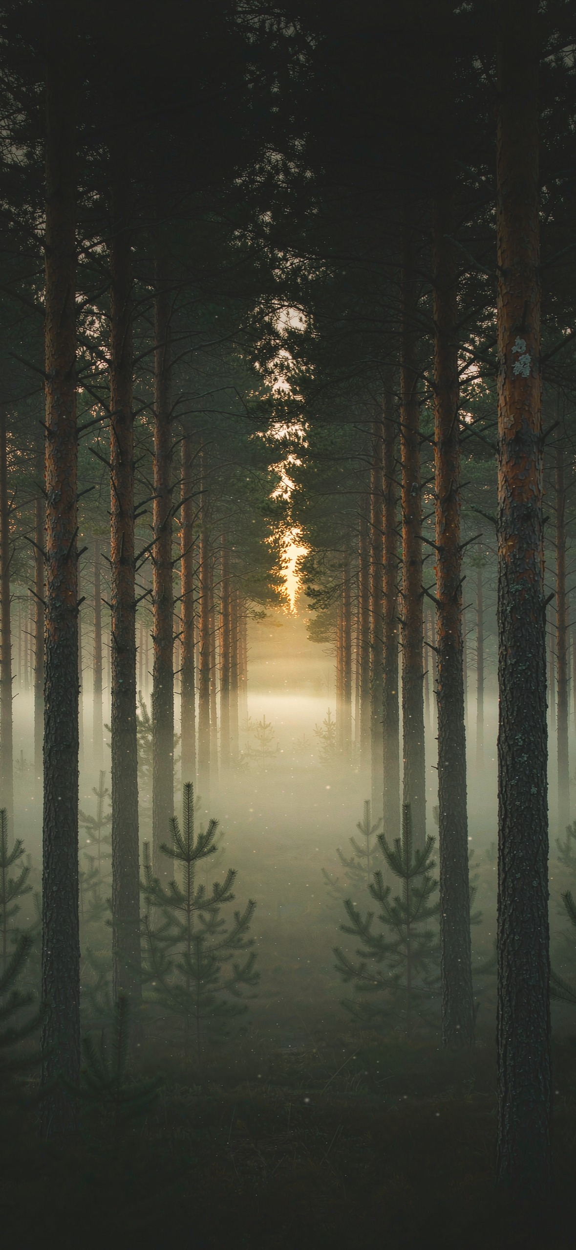 晨雾松林 · 1179×2556 风景壁纸