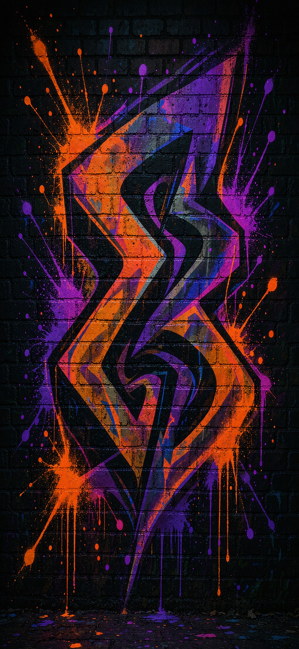夜墙涂鸦 · 1179×2556 手机壁纸