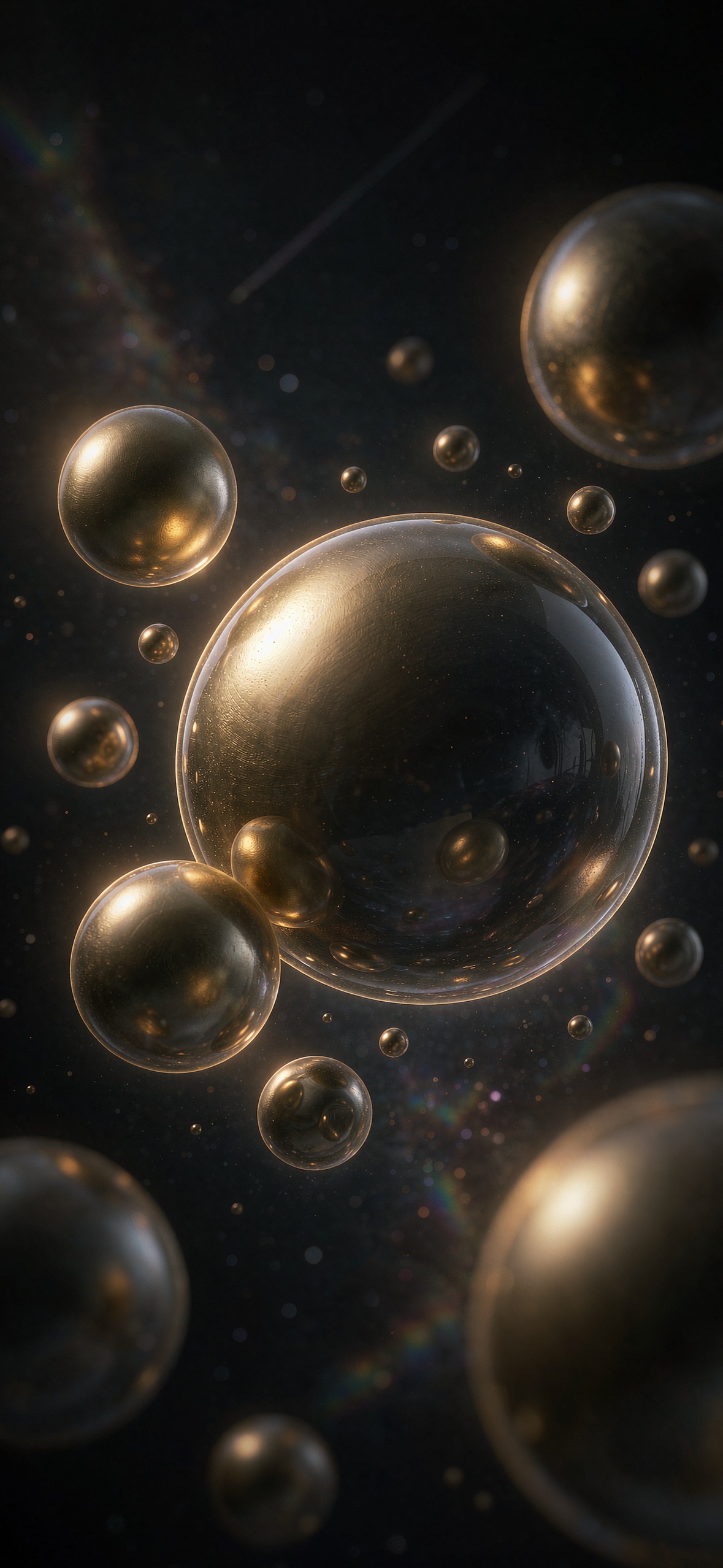 金色泡泡星球 · 1179×2556 手机壁纸